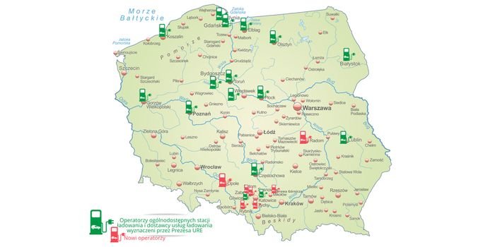 Prezes URE wyznaczył operatorów stacji ładowania  w kolejnych miastach