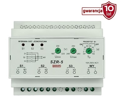 1-fazowy sterownik samoczynnego załączenia rezerwy SZR-5