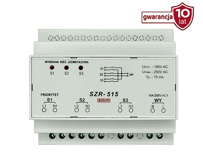 1-fazowy BEZPRZERWOWY sterownik samoczynnego załączenia rezerwy SZR-515