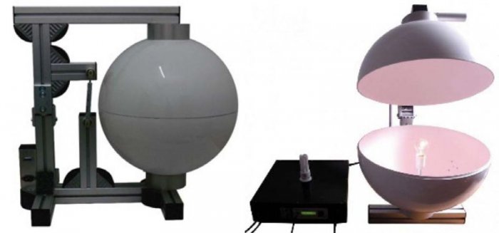 Fot. 1. Sfera całkująca wraz z modułem elektroniki