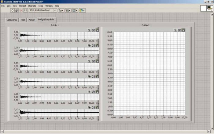 Rys. 4. Widok głównego okna programu Scatter do sterowania procesem pomiaru współczynnika rozproszenia dźwięku