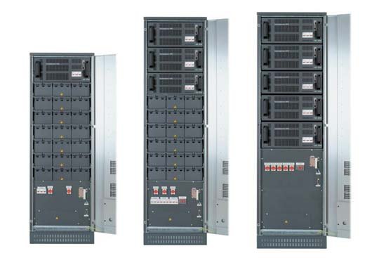 System zasilaczy UPS modułowy – seria Eco Power DPA w wersji z obudową z jednym modułem UPS i wewnętrzną baterią, obudową z 3 modułami i wewnętrzną baterią oraz obudową z 5 modułami (baterie w oddzielnej obudowie). Moduły o mocach 10–50 kVA [8]