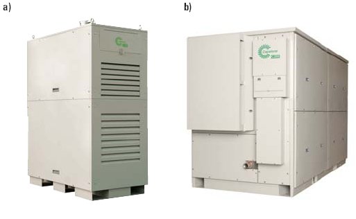 Rys. 3. Mikroturbiny (a) C30 i (b) C200 firmy Capstone (dzięki uprzejmości firmy Capstone Turbine Corporation) [8]