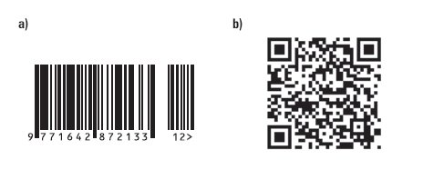 Rys.  1. 
Przykładowe kody kreskowe: a) jednowymiarowy, b) matrycowy QR