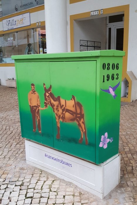 Elektroenergetyka w sztuce: obudowy elektryczne i street-art. Miejsce: Carvoeiro, Portugalia.