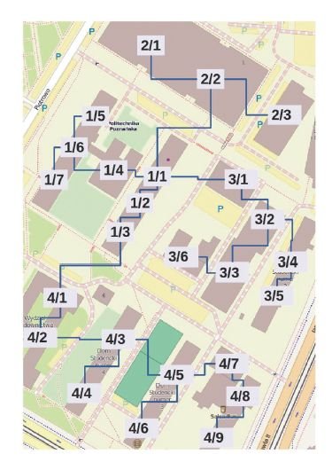 Rys. 19. Rozprowadzenie poszczególnych linii po terenie obiektu w systemie KNX