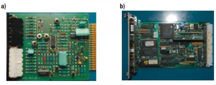 Rys. 4.  Przykładowe konstrukcje modułów zabezpieczeń: a) elektronicznych statycznych, b) mikroprocesorowych