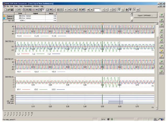 Rys. 10. Otrzymane przebiegi oraz sygnały dwustanowe w programie State Sequencer