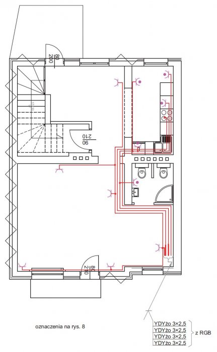 rys 10 plan instalacji gniazd wtykowych rzut pietra