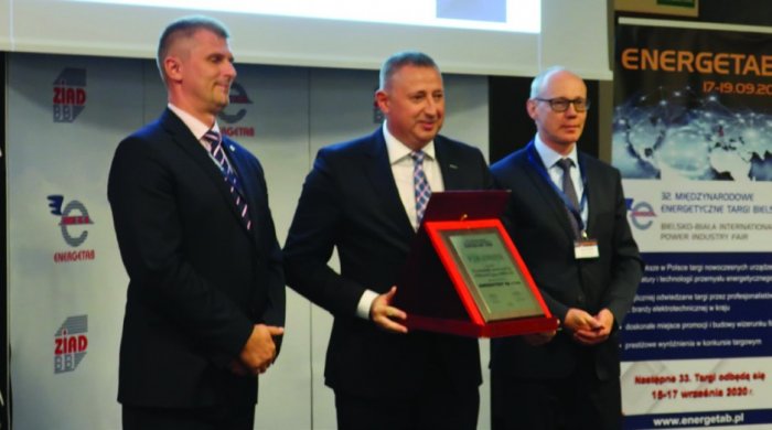 Wyróżnienie Honorowe 32. Międzynarodowych Energetycznych Targów Bielskich ENERGETAB 2019 za produkt: przekaźnik pomocniczy PWS-3/S oraz PWS-1/S odebrała firma: ENERGOTEST Sp. z o.o.