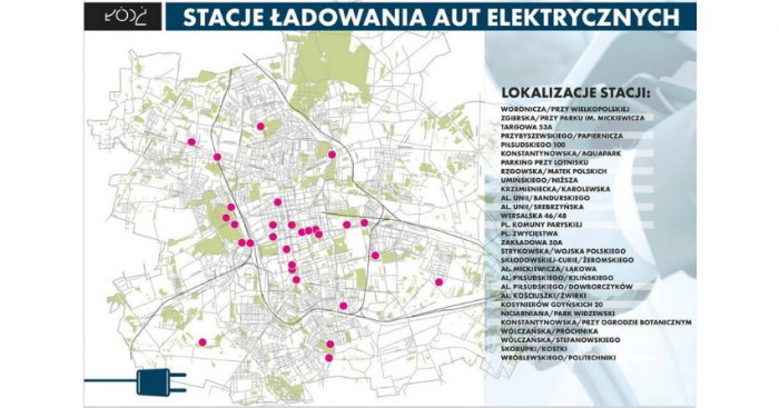 Mapa stacji ładowania pojazdów elektrycznych w Łodzi
Fot. orpa.pl