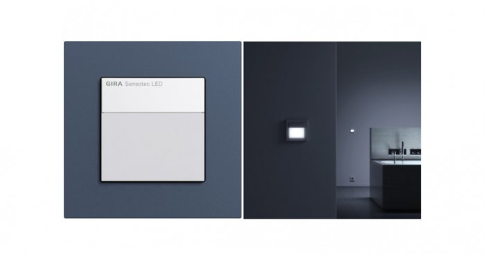 Gira Esprit linoleum Sensotec LED i przykład zastosowania.
Gira Sensotec