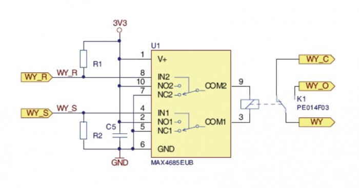 Rys. 1. Schemat ideowy układu sterowania bistabilnym przekaźnikiem elektromechanicznym
