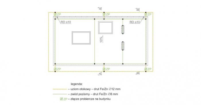 Plan instalacji elektrycznych pompowni ppoż. - instalacja odgromowa i uziemiająca