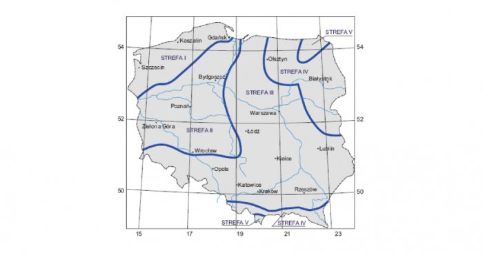 Granice stref klimatycznych Polski