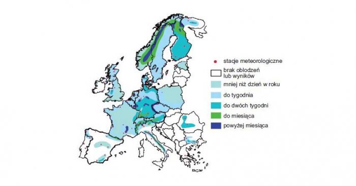 Występowanie oblodzenia w ciągu roku (na podstawie [15])