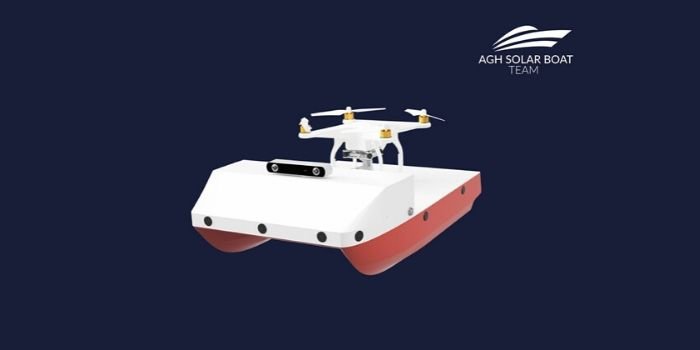 Wizualizacja autonomicznej łodzi solarnej z AGH, fot. AGH