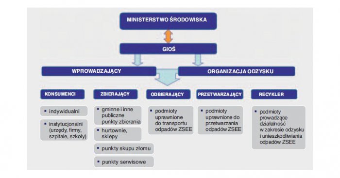 Rys. 1. Uczestnicy systemu zagospodarowania ZSEE w Polsce [14]