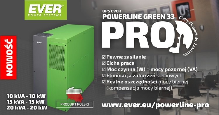 mat. EVER
Poznański producent EVER wprowadził na rynek nowy zasilacz UPS online