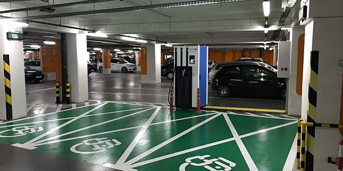 Ładowarki EV na parkingach Europark, fot. GreenWay Polska