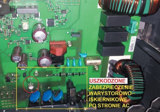 Uszkodzony falownik PV