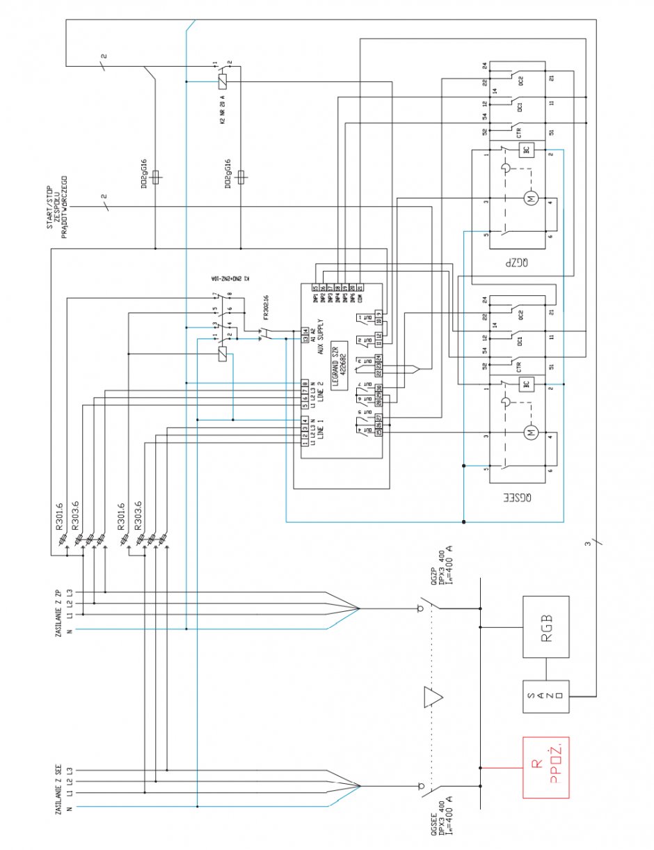 Schemat układu automatyki SZR