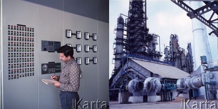 Mazowieckie Zakłady Rafineryjne i Petrochemiczne w Płocku (1968). Fot. Romuald Broniarek/Ośrodek KARTA