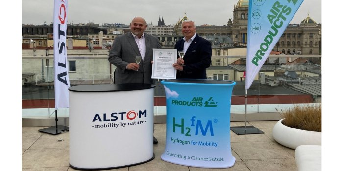 Firmy Air Products i Alstom podpisały porozumienie w sprawie budowania w Czechach infrastruktury dla pociąg&oacute;w napędzanych wodorem, fot. Air Products