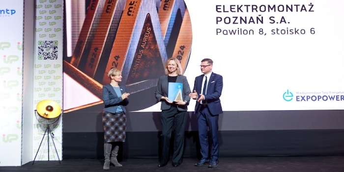 Nagrodę odebrała Ewa Kalembasa, Kierownik Biura System&oacute;w Zarządzania i Ochrony Środowiska w Elektromontażu Poznań S.A.