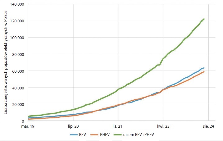 rys1 liczba pojazdow elektrycznych w polsce lipiec 2024