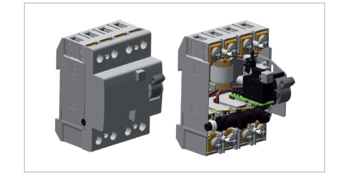 Przygotowany pełnoskalowy model 3D wyłącznika r&oacute;żnicowoprądowego (RCCB) do obliczeń sił elektrodynamicznych, rys. M. Szulborski