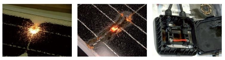 ogień na panelach pv