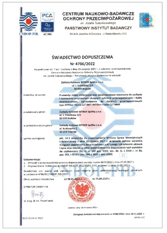 bitner certyfikat ppoż.