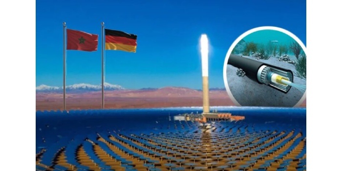 Gigantyczny projekt OZE: prąd popłynie z Maroka do Niemiec podmorskim kablem. Grafika: www.moroccoworldnews.com