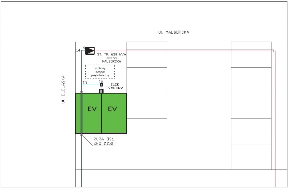 plan linii kablowych - rysunek