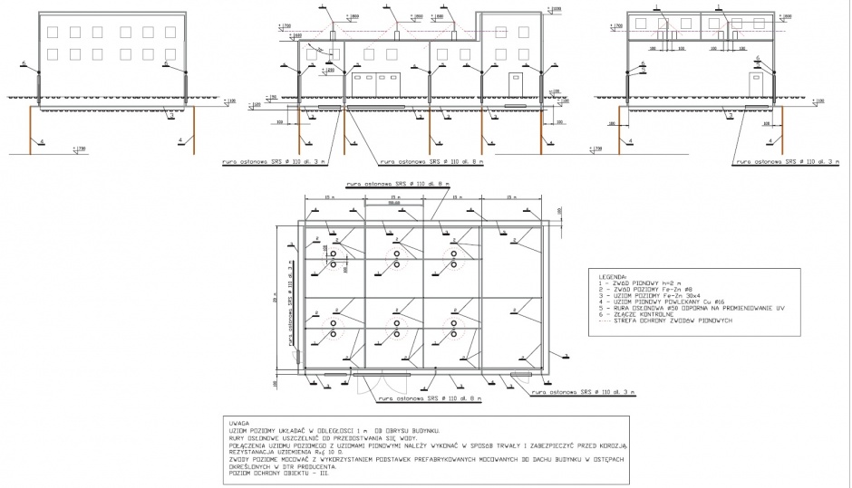 plan instalacji piorunochronnej oraz uziemienia odgromowego budynku hali