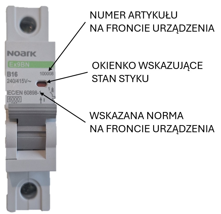 wyłączniki nadprądowe - schemat z opisami